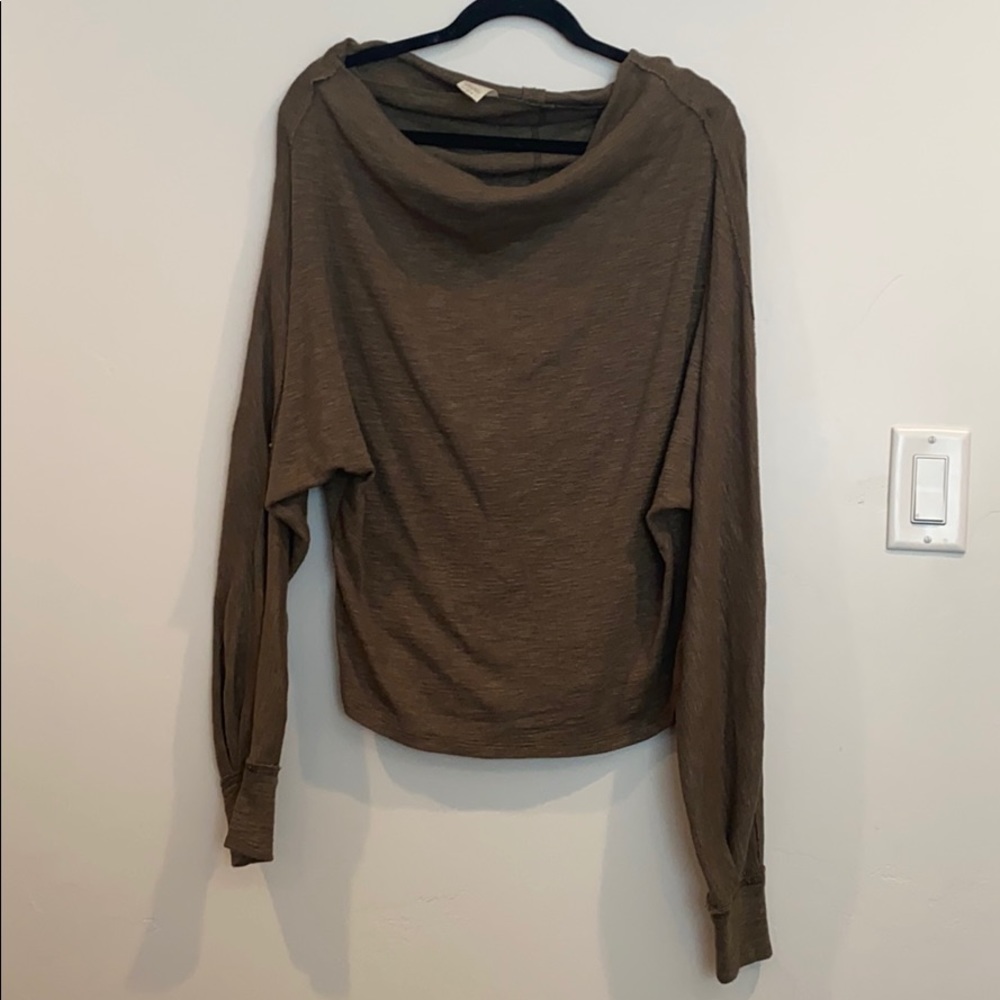Olive Green Slouchy Free People Sweater